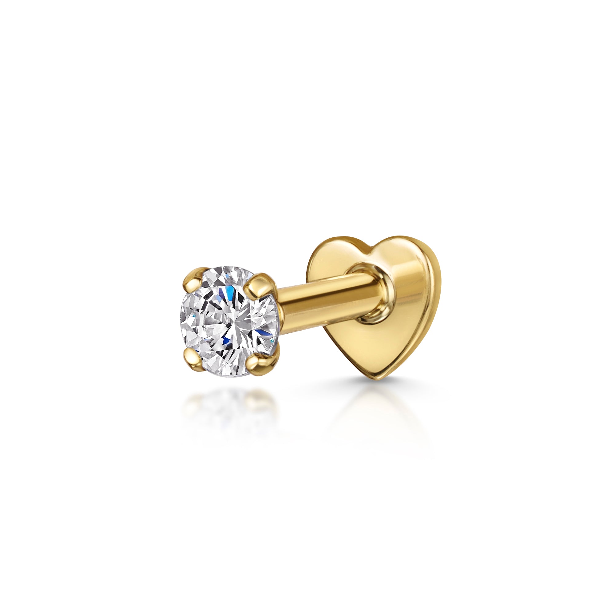 14k Solid Gold Sapphire CZ Labret Piercing, 1.5mm/2mm/2.5mm/3mm online 14k Solid Gold Internally Threaded labret Cartilage, Tragus, Helix, Conch