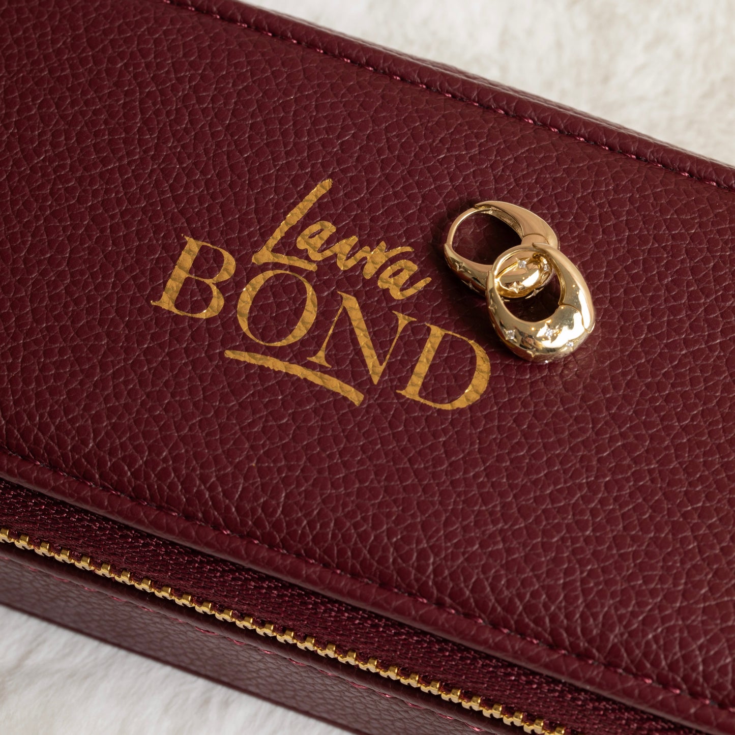 Laura Bond X Stackers Travel Jewellery Box: Burgundy