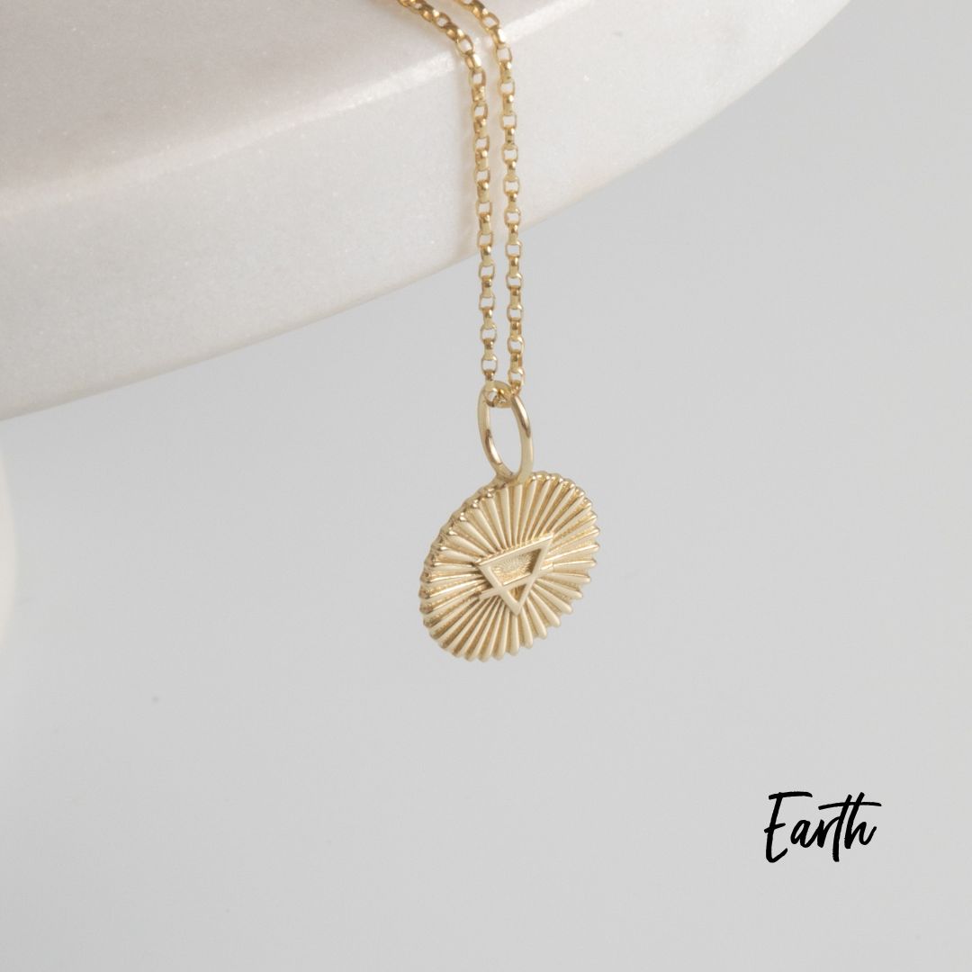 9k solid yellow gold Elements of the zodiac coin necklace pendant