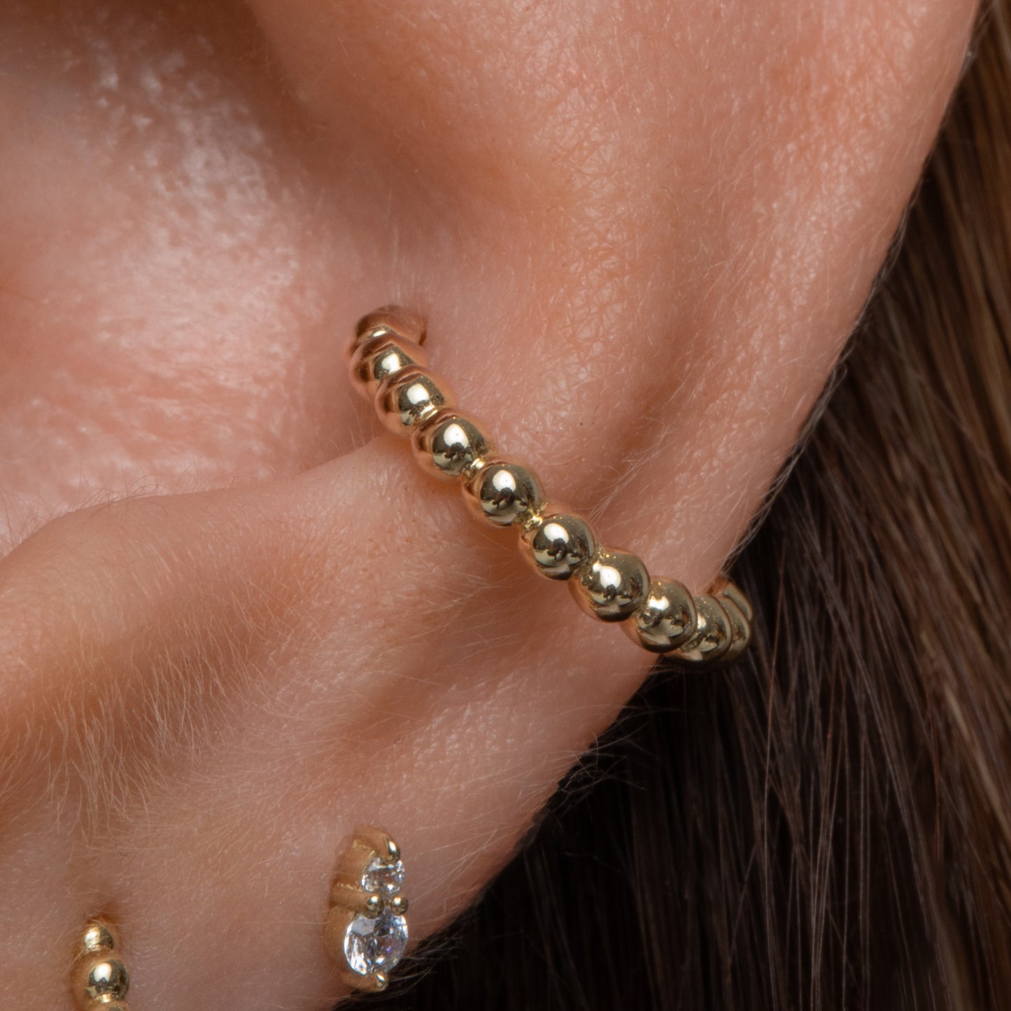 Hayley B Daines X Laura Bond - 9k solid yellow gold 10mm Bonnie beaded ear cuff