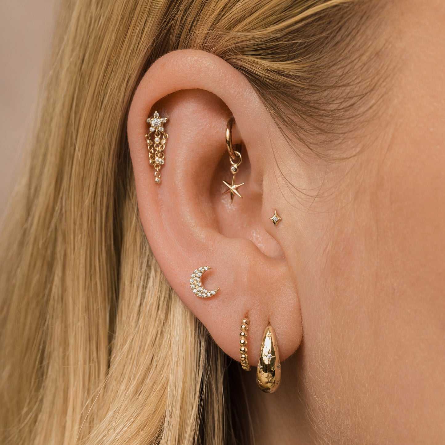 9k solid yellow gold nuit étoilée Domed huggie earring pair Earring Pairs LAURA BOND Maria Tash