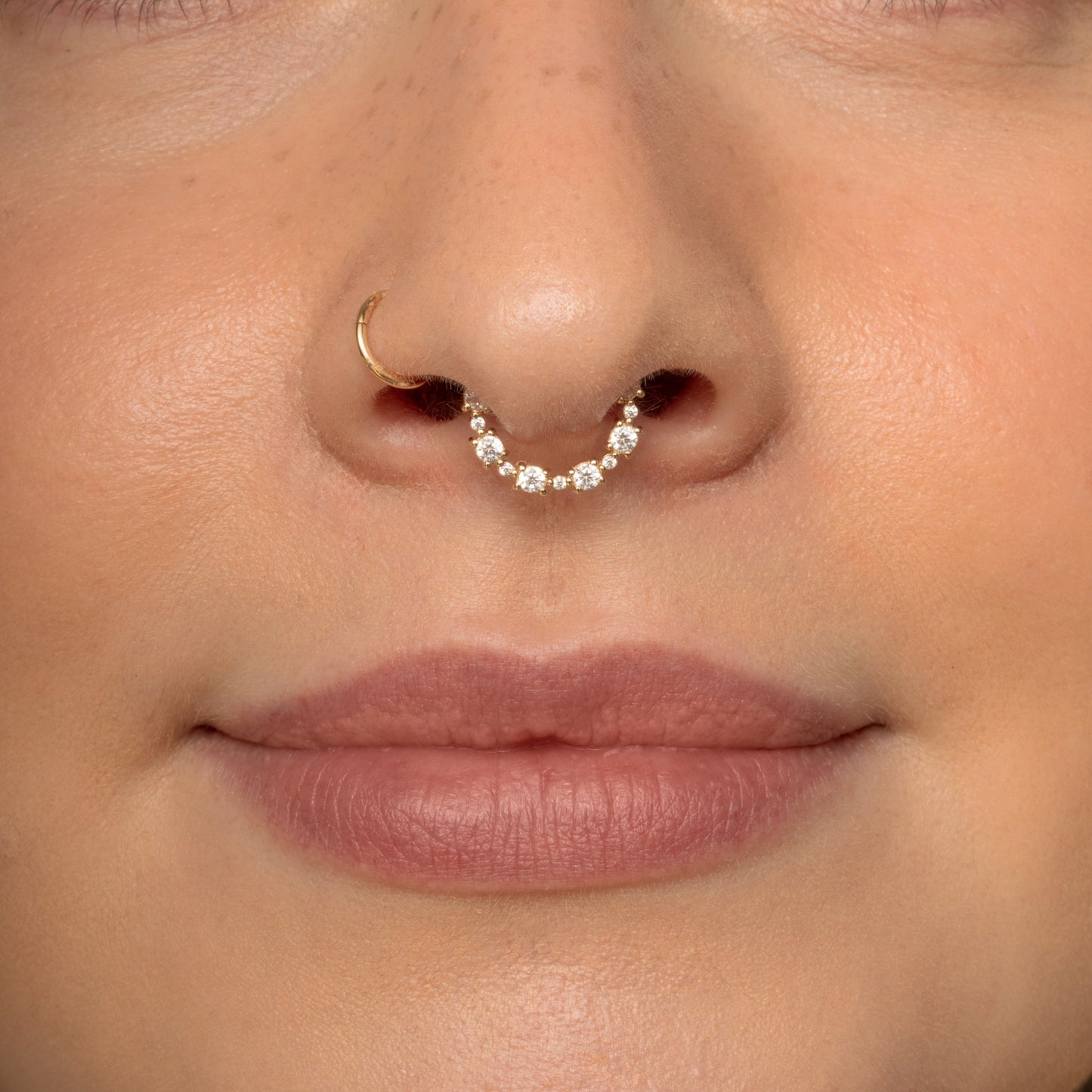 9k solid yellow gold 9mm 16g Dazzle clicker hoop for daith or septum Huggies and Hoops Laura Bond Maria Tash