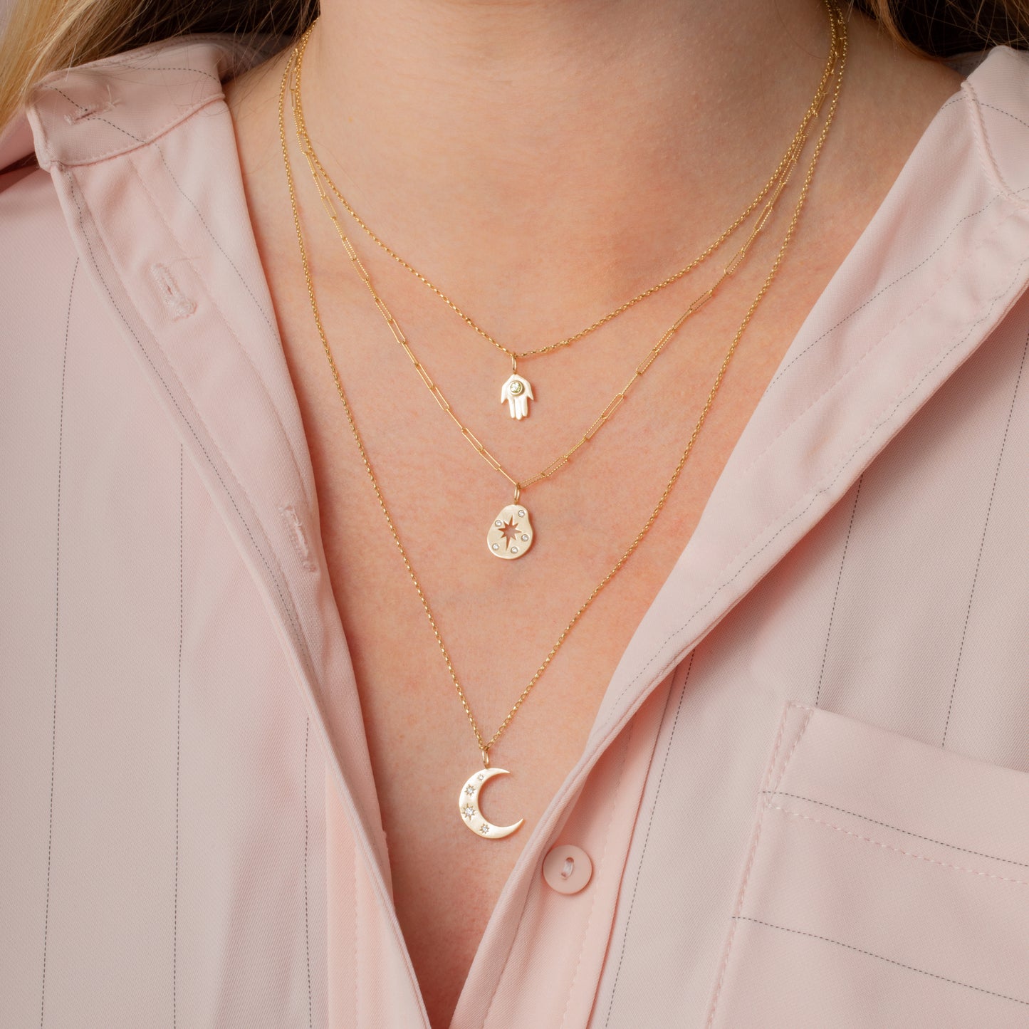 Hayley B Daines X Laura Bond - 9k solid yellow gold crescent moon necklace pendant