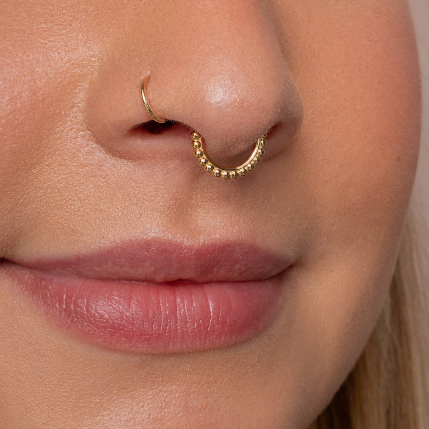 Hayley B Daines X Laura Bond - 9k solid yellow gold 9mm 16g Sienna hoop for daith or septum