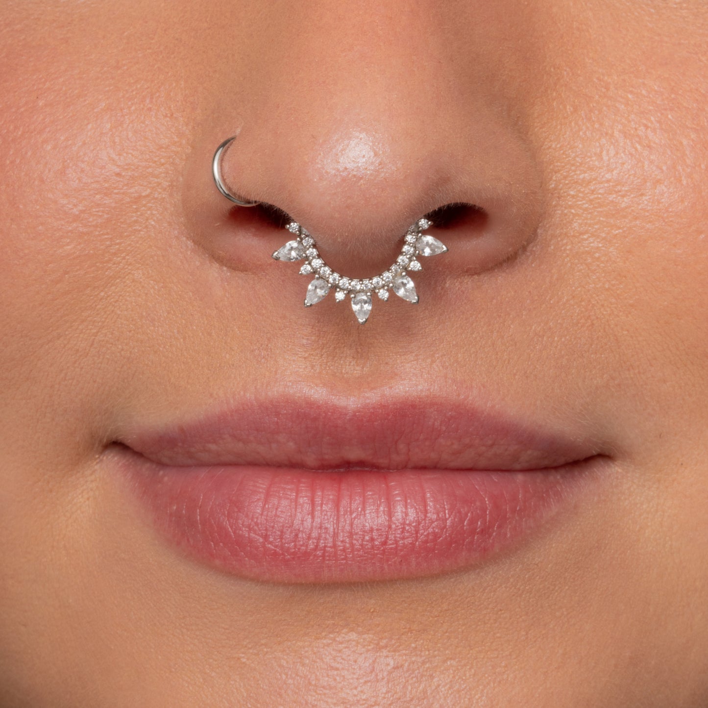 9k solid white gold 9mm 16g Isolde hoop for daith or septum