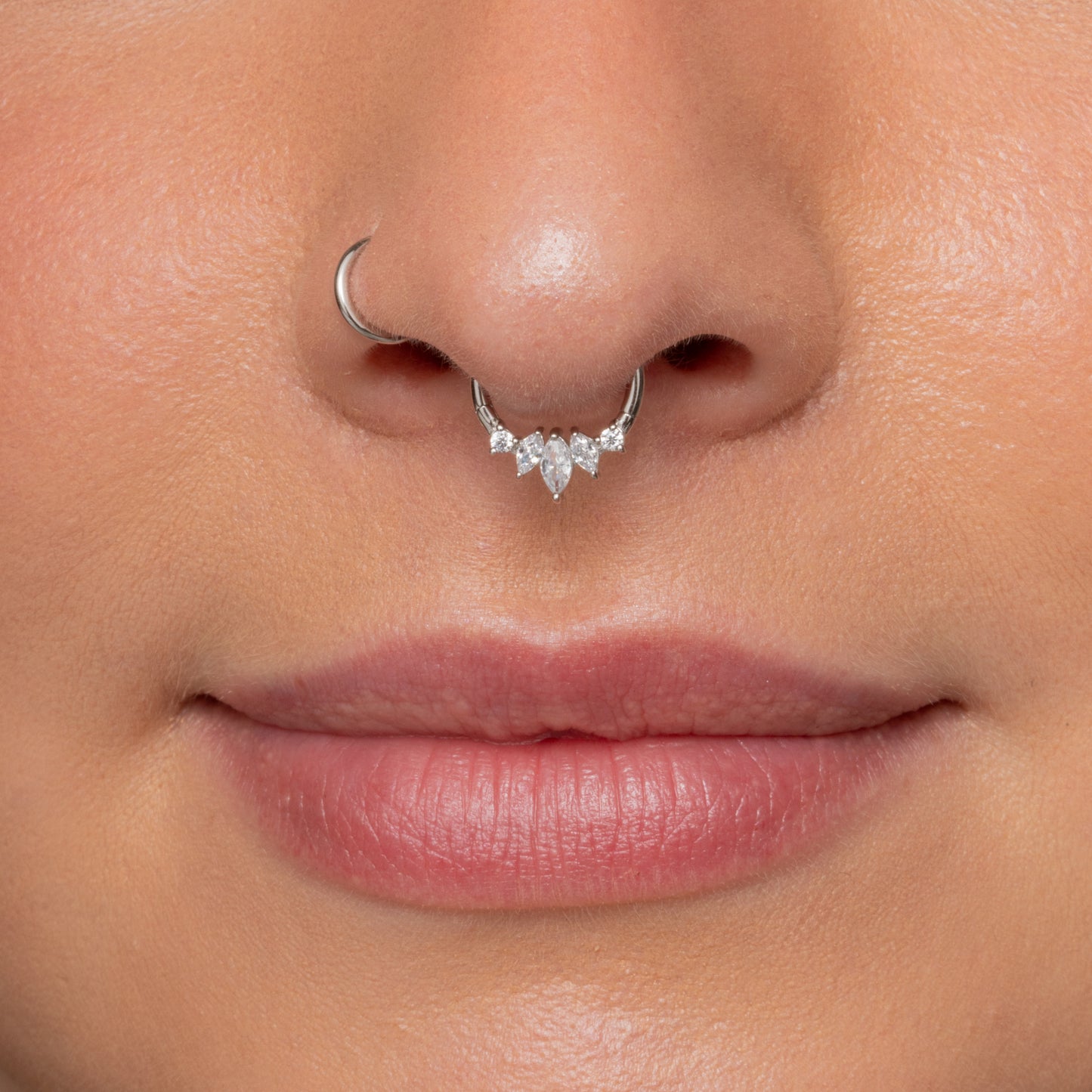 Hayley B Daines x Laura Bond - 9k solid white gold 9mm 16g Arwen crystal pavé hoop for daith or septum