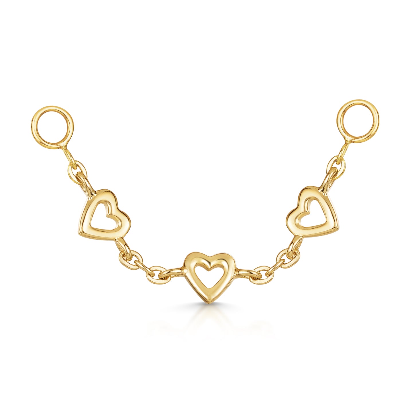 9k solid yellow gold love heart earring chain