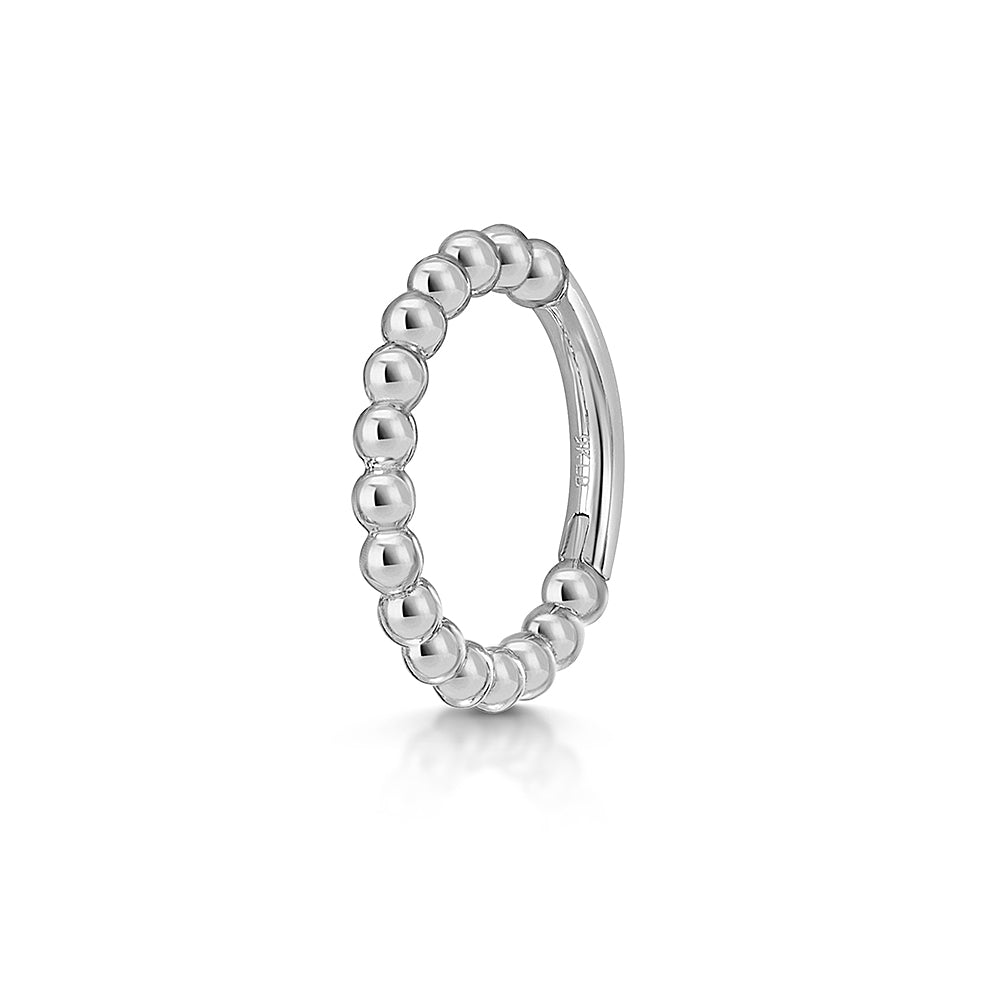 Hayley B Daines X Laura Bond - 9k solid white gold 8mm 16g Stevie beaded clicker hoop earring