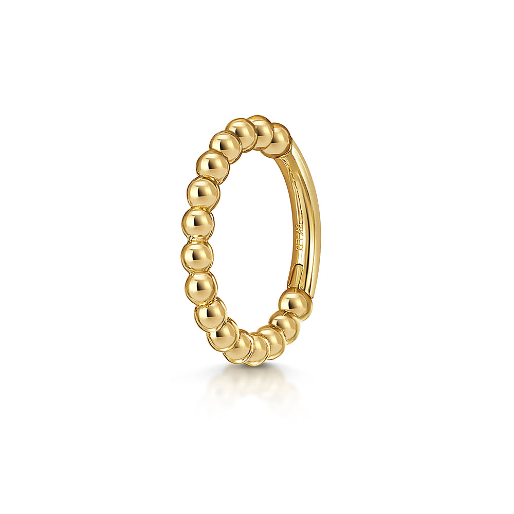 Hayley B Daines X Laura Bond - 9k solid yellow gold 8mm 16g Stevie beaded clicker hoop earring