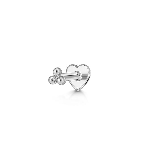 Hayley B Daines X Laura Bond - 9k solid white gold tiny triple dot flat back labret stud earring 6mm