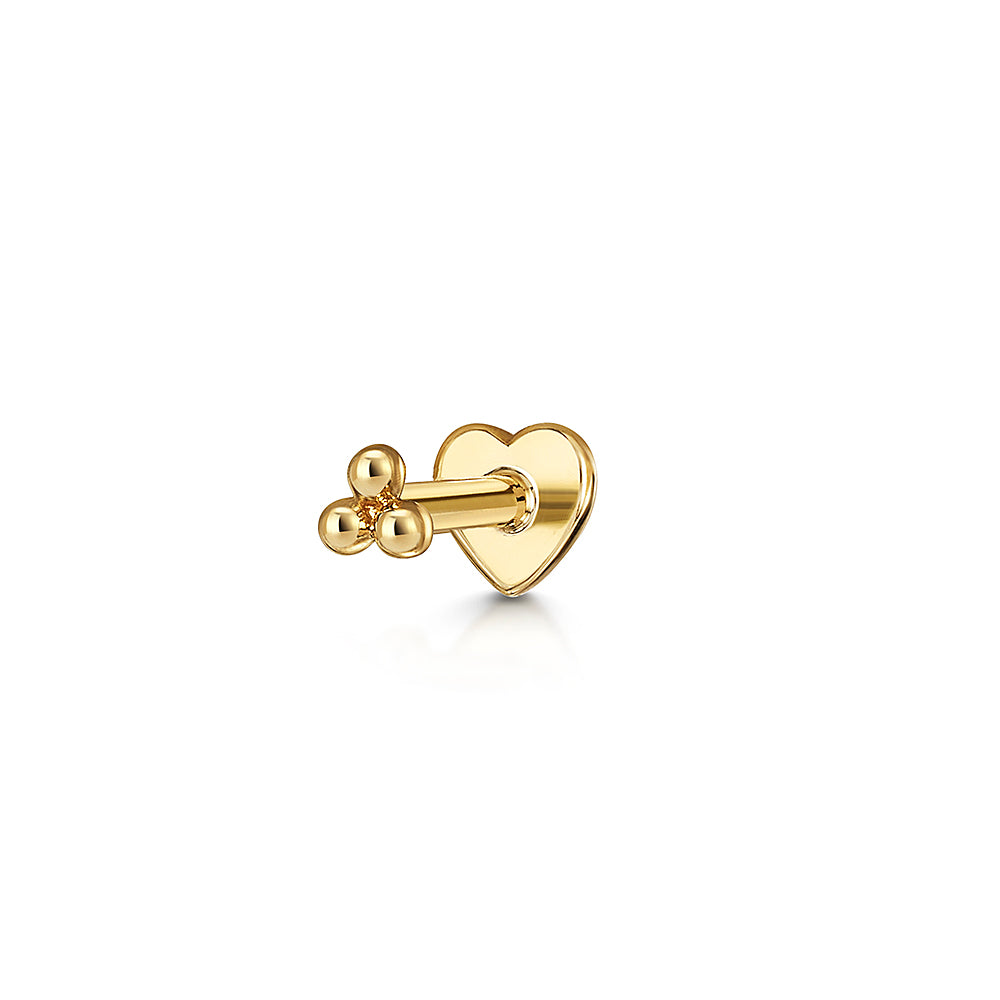 Hayley B Daines X Laura Bond - 9k solid yellow gold tiny triple dot flat back labret stud earring 6mm