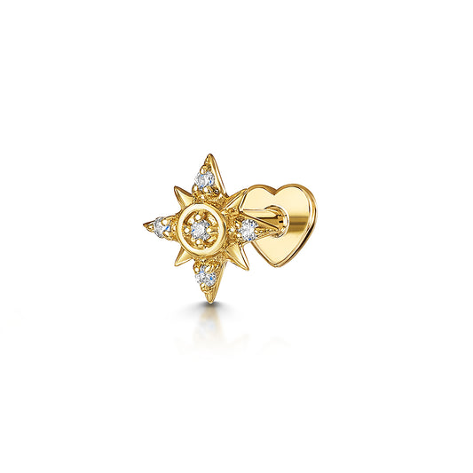 Hayley B Daines X Laura Bond - 14k solid yellow gold Guiding Light flat back labret stud earring 8mm