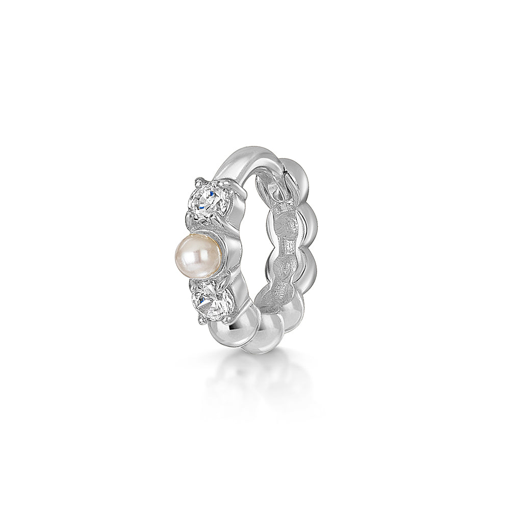 Hayley B Daines X Laura Bond - 9k solid white gold 6mm 16g Treasure pearl huggie earring