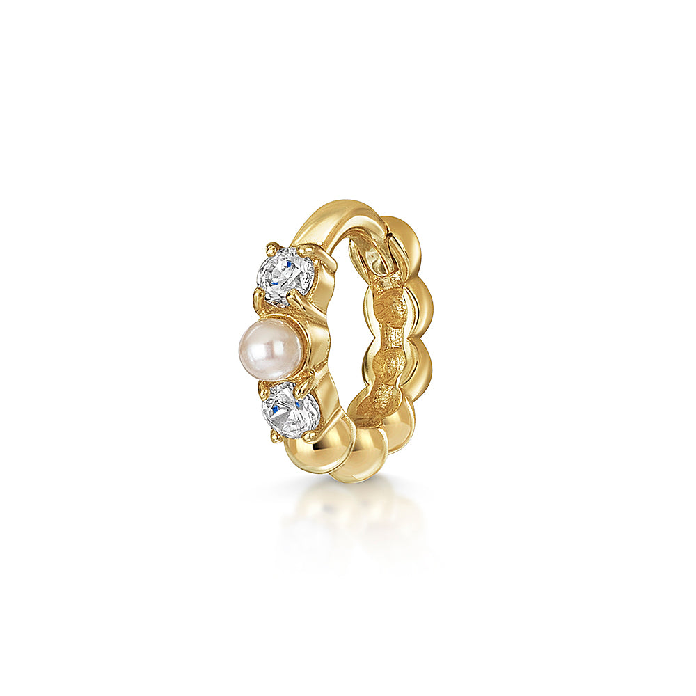 Hayley B Daines X Laura Bond - 9k solid yellow gold 6mm 16g Treasure pearl huggie earring