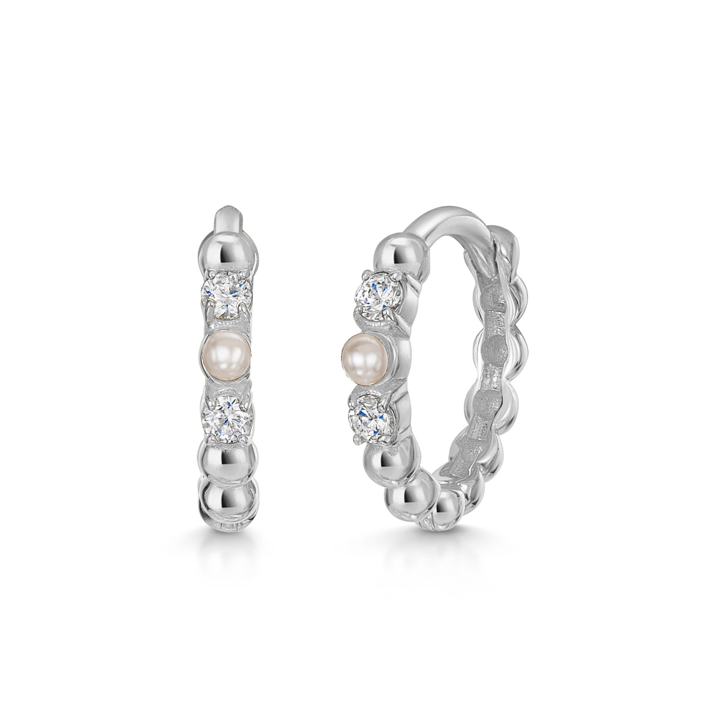 Hayley B Daines X Laura Bond - 9k solid white gold 10mm 16g Treasure pearl huggie earring pair