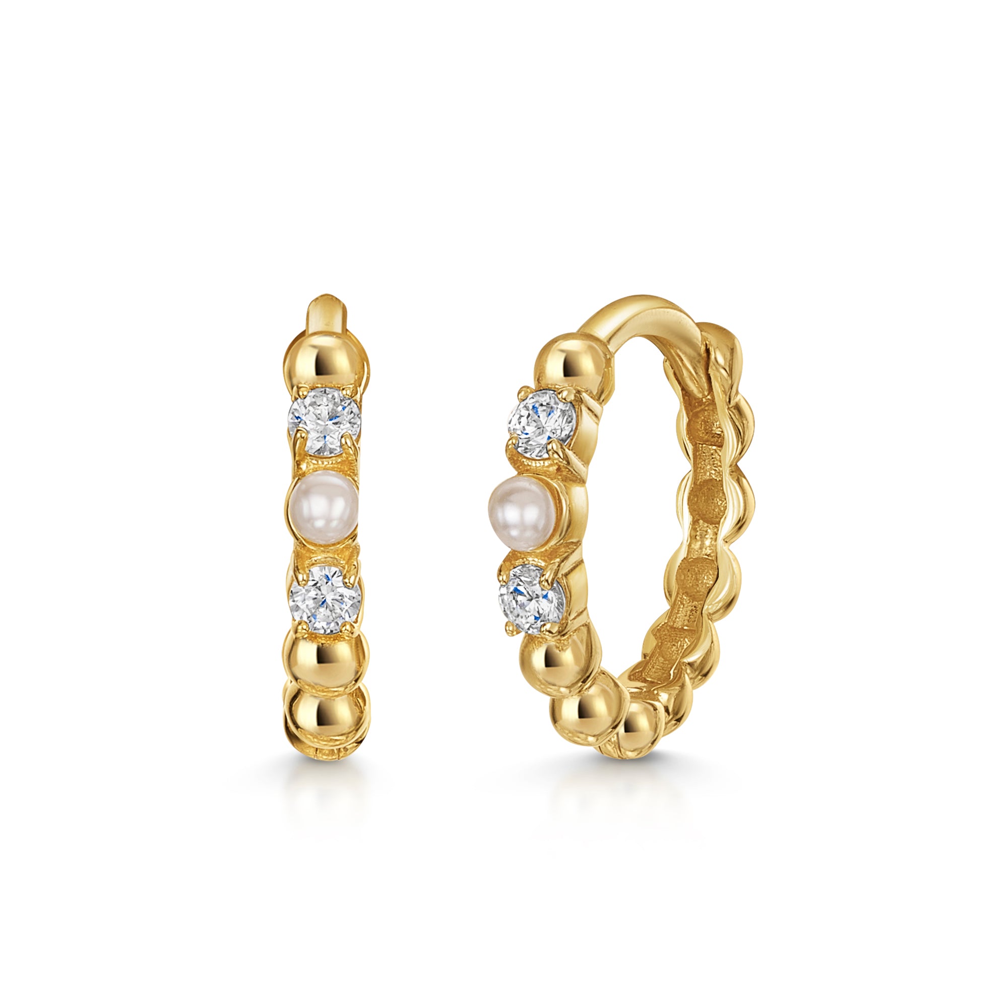 Laura Bond - solid gold huggies, helix, tragus, conch & daith earrings