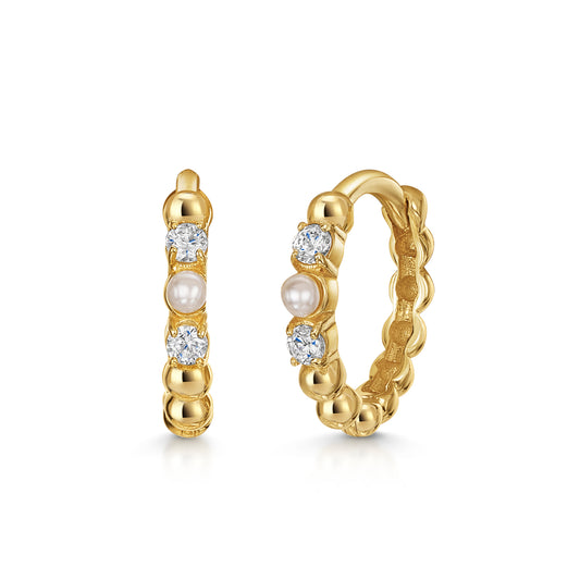 Hayley B Daines X Laura Bond - 9k solid yellow gold 10mm 16g Treasure pearl huggie earring pair