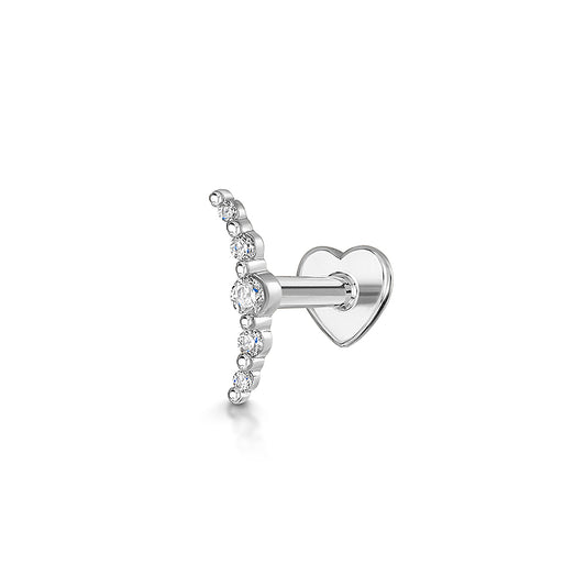 Hayley B Daines X Laura Bond - 14k solid white gold Solstice flat back labret stud earring 8mm