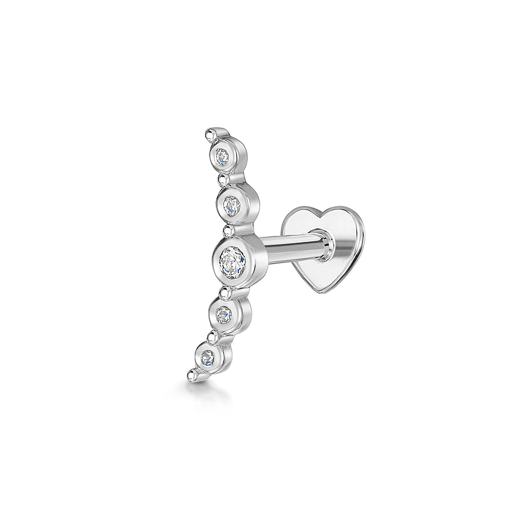 Hayley B Daines X Laura Bond - 14k solid white gold Phases climber flat back labret stud earring 8mm