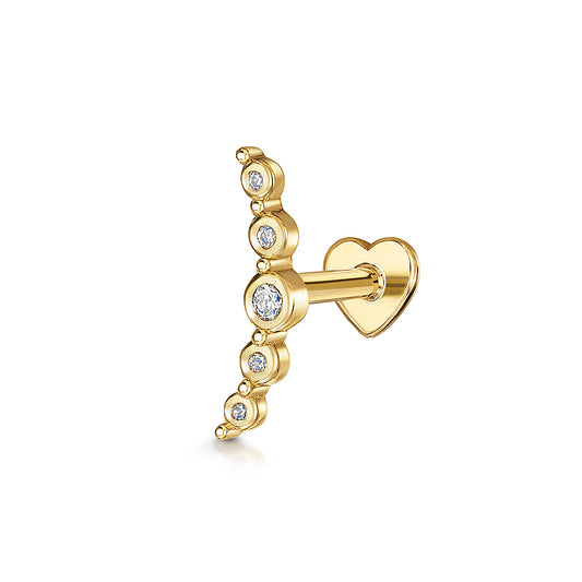 Hayley B Daines X Laura Bond - 14k solid yellow gold Phases climber flat back labret stud earring 8mm