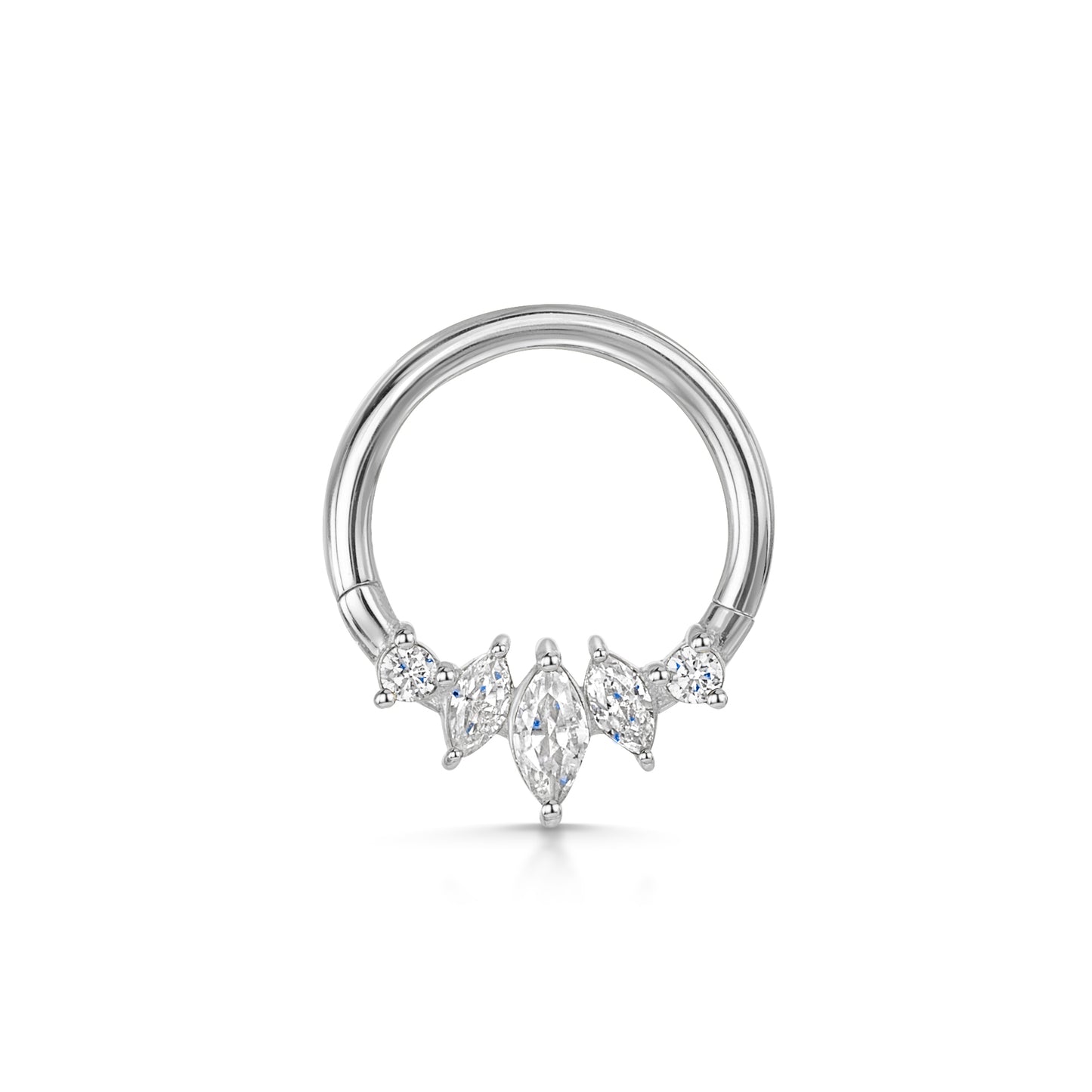 Hayley B Daines x Laura Bond - 9k solid white gold 9mm 16g Arwen crystal pavé hoop for daith or septum