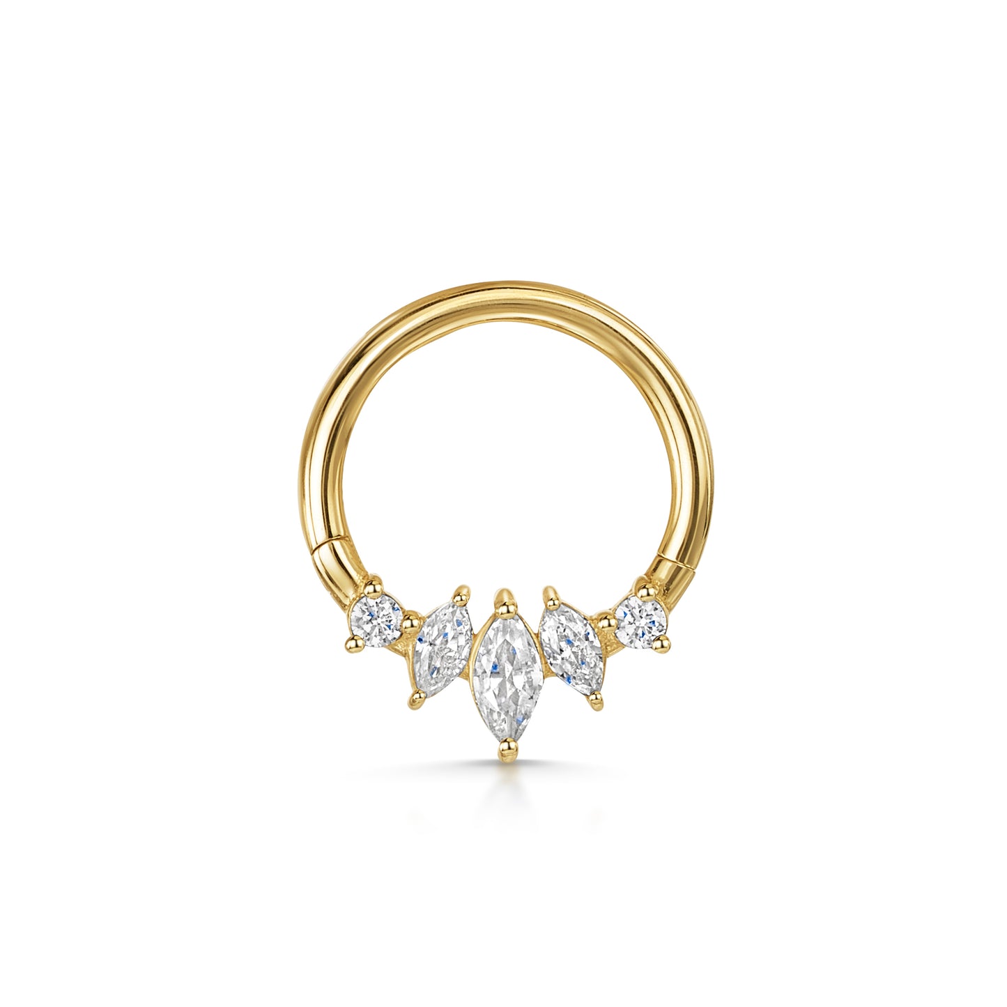 Hayley B Daines x Laura Bond - 9k solid yellow gold 9mm 16g Arwen crystal pavé hoop for daith or septum