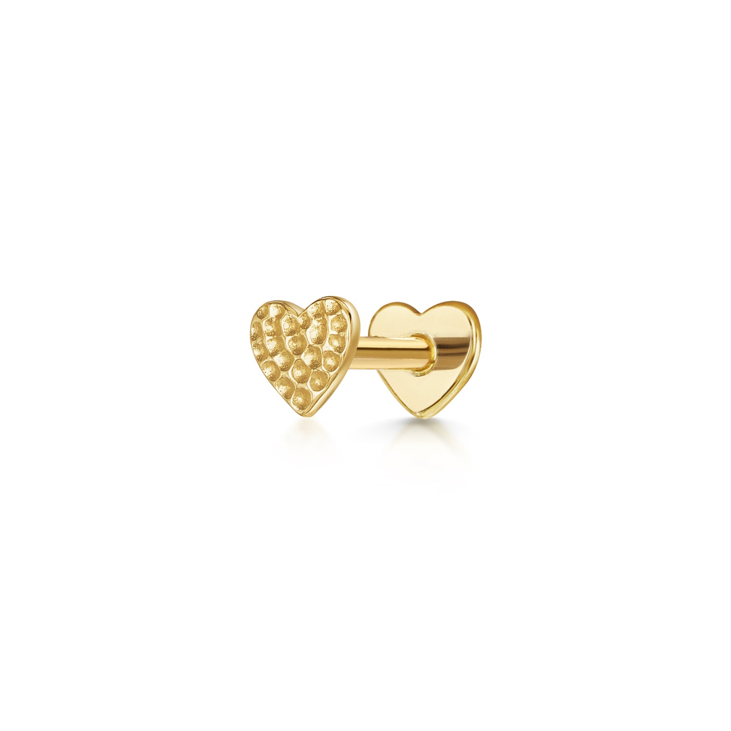 9k solid yellow gold hammered heart flat back labret stud earring 6mm Cartilage Studs LAURA BOND Maria Tash