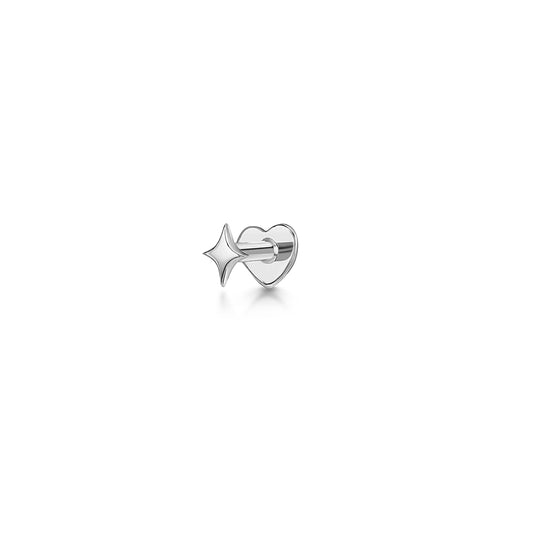 14k solid white gold Glimmer flat back labret stud earring 8mm Cartilage Studs LAURA BOND Maria Tash