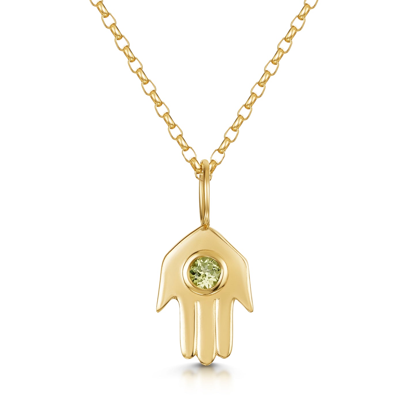 Hayley B Daines X Laura Bond - 9k solid yellow gold Hamsa hand necklace pendant with peridot