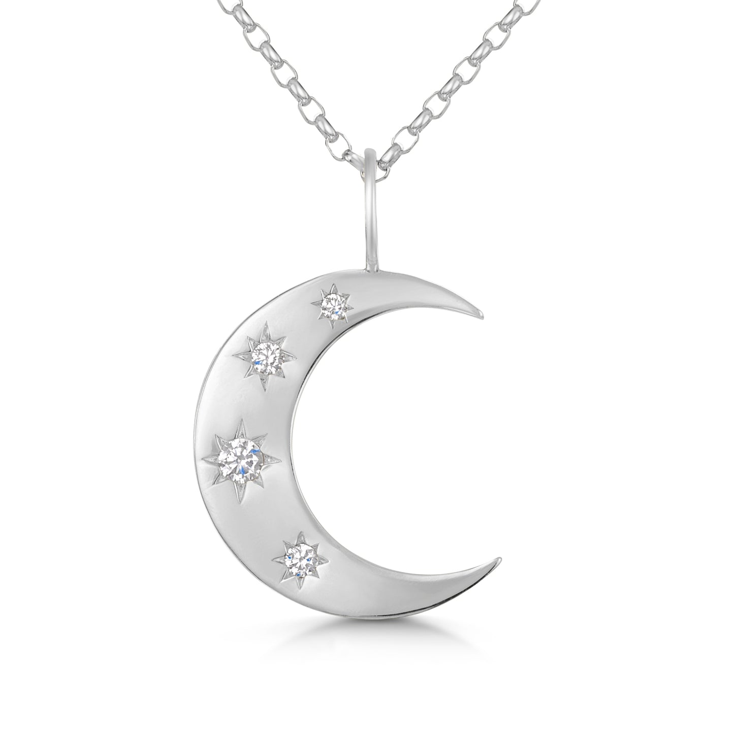 Hayley B Daines X Laura Bond - 9k solid white gold crescent moon pendant