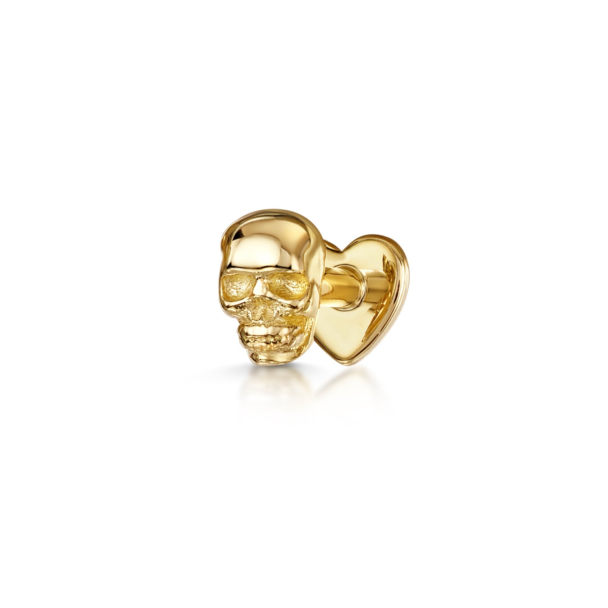 14K Yellow Gold cheapest Skull Stud Earring