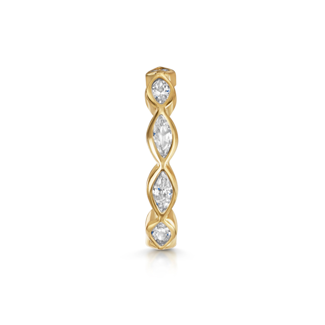 14k solid yellow gold 10mm 16g marquise crystal clicker hoop earring