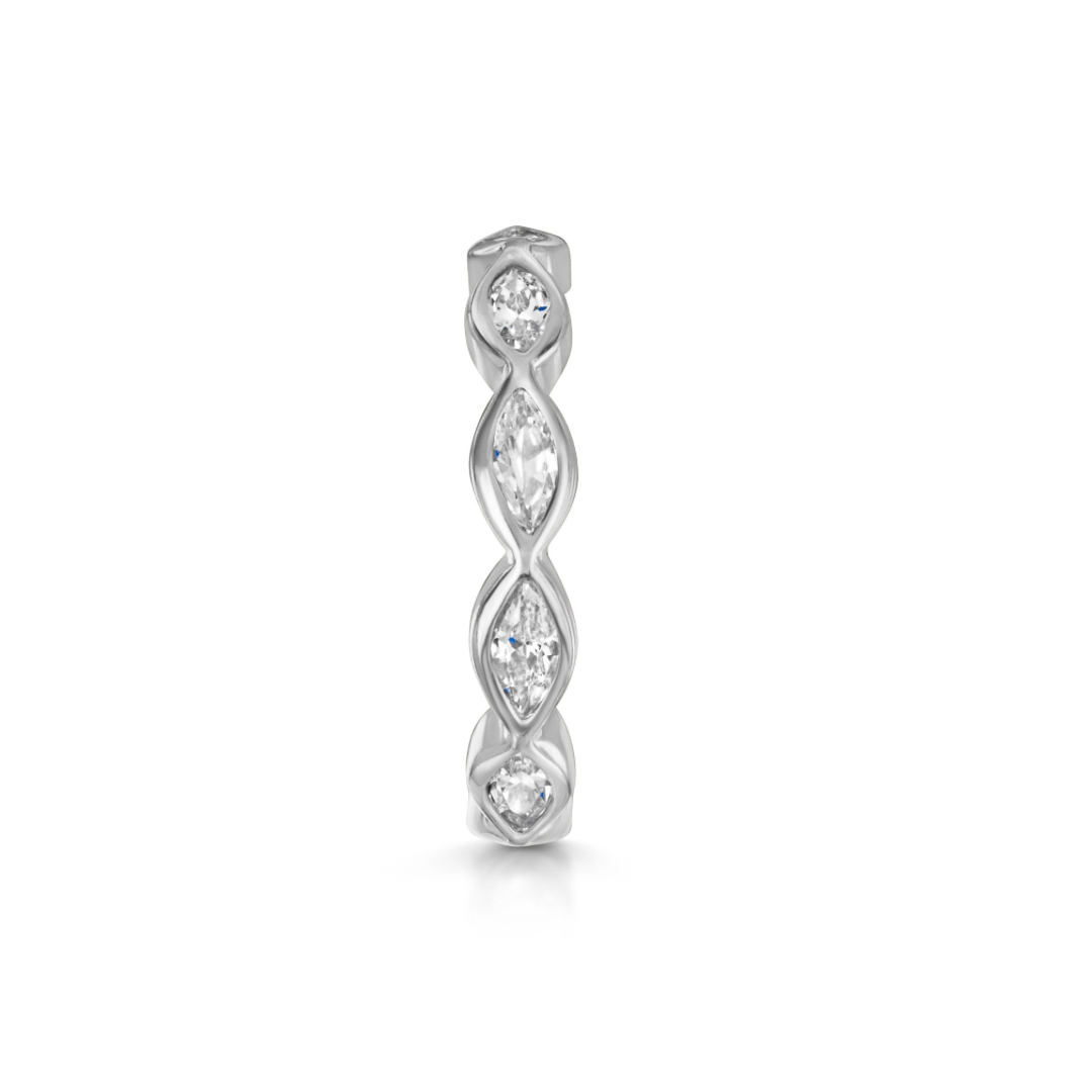 14k solid white gold 10mm 16g marquise crystal clicker hoop earring Huggies and Hoops Laura Bond Maria Tash