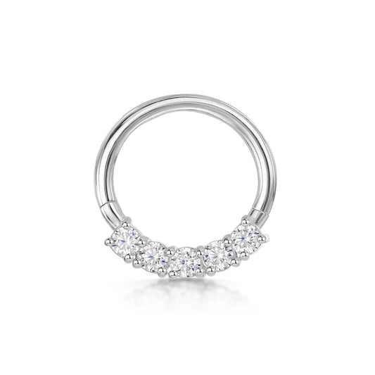 14k solid white gold 9mm Estelle crystal pavé hoop for daith or septum