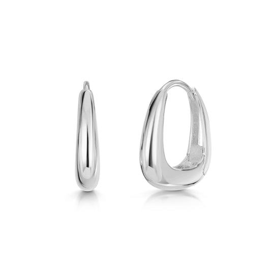 9k solid white gold Delphie Domed huggie earring pair