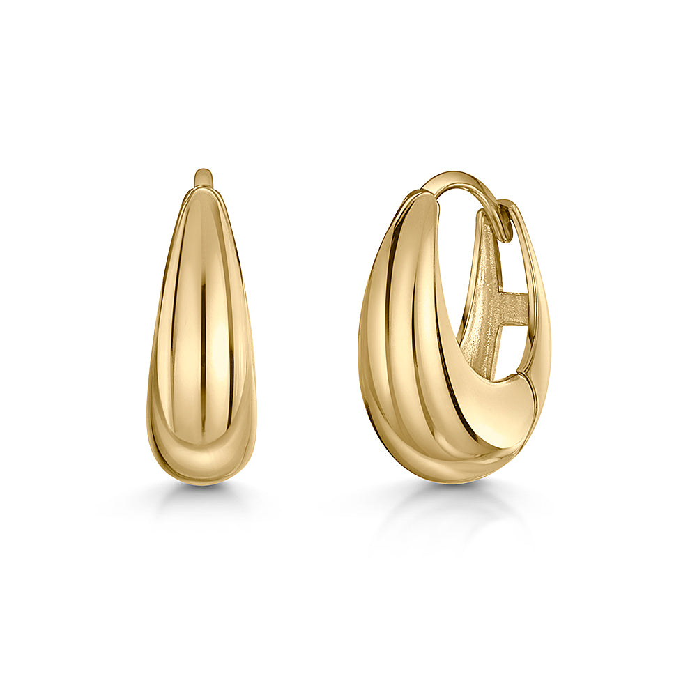 9k solid yellow gold Domed huggie earring pair