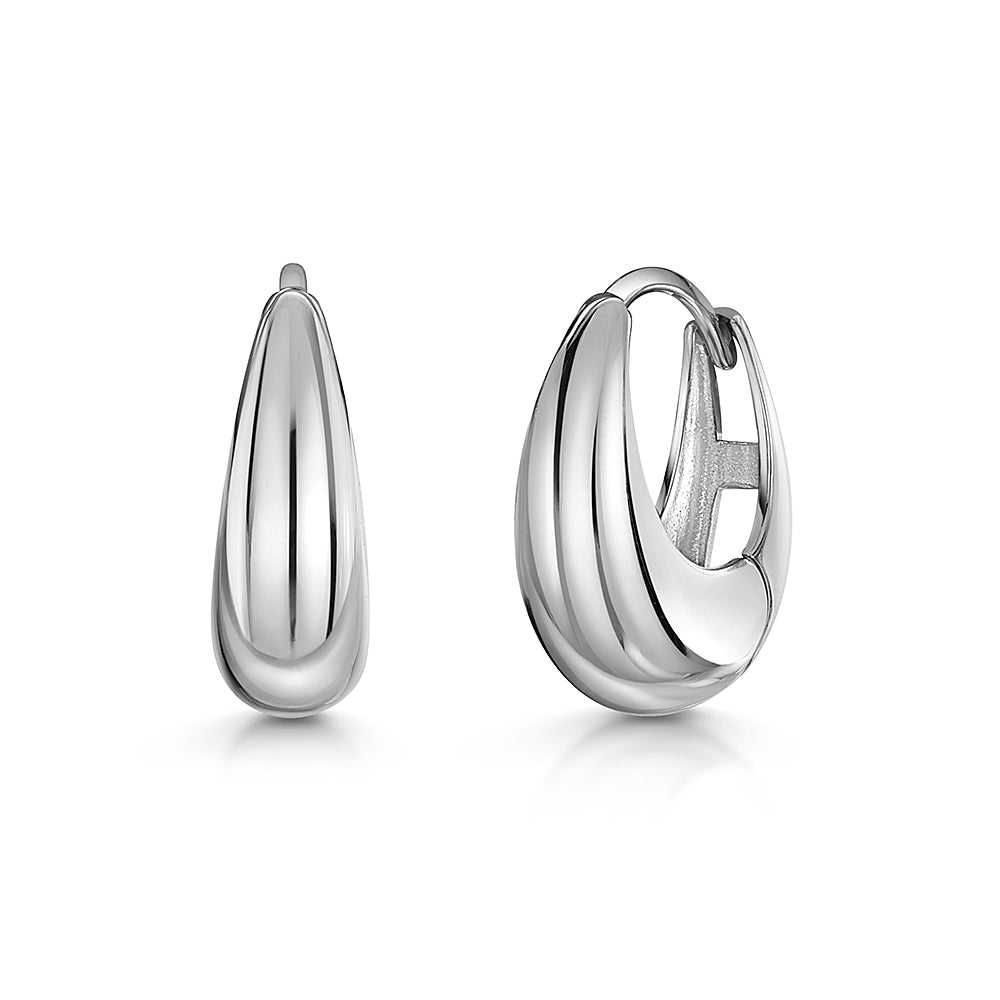 9k solid white gold Domed huggie earring pair