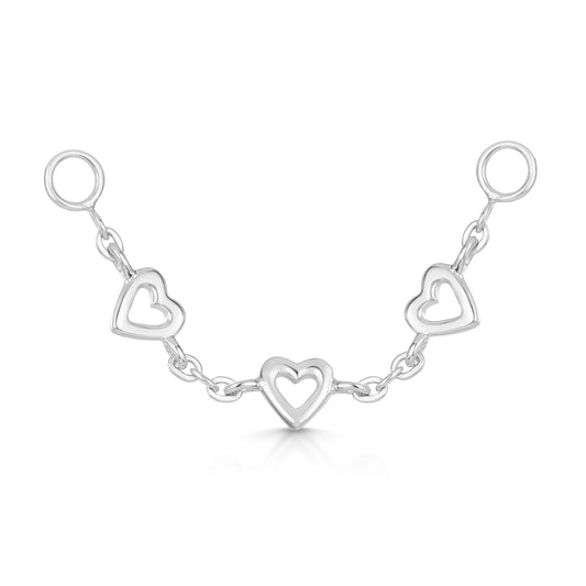 9k solid white gold love heart earring chain Chains and Charms LAURA BOND Maria Tash