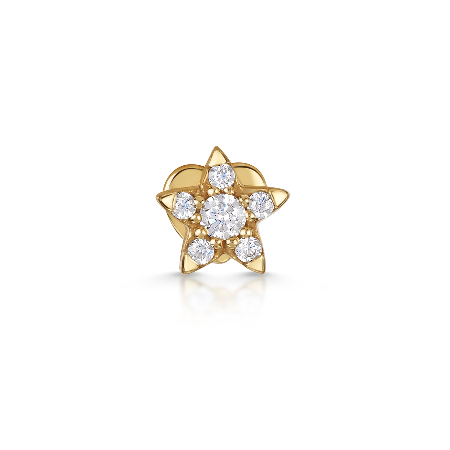 14k solid yellow gold crystal star flat back labret stud earring 8mm - LAURA BOND jewellery