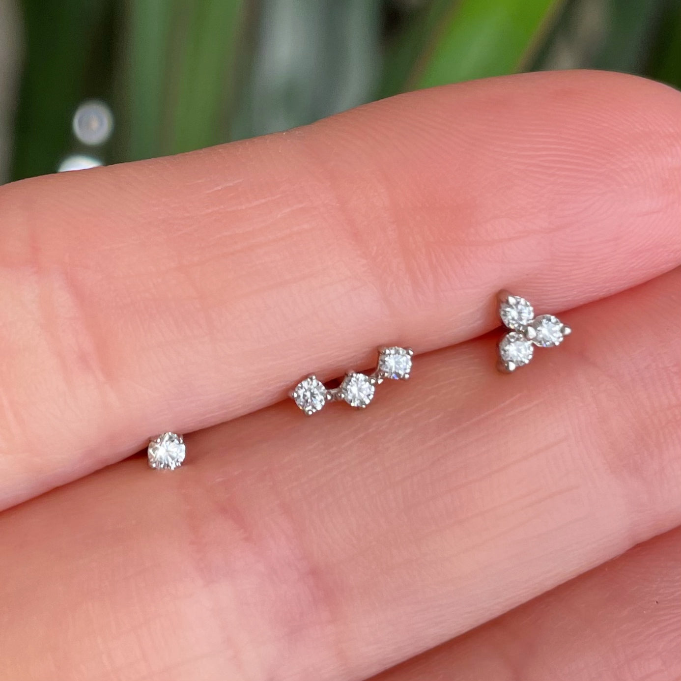 Small diamond labret on sale studs