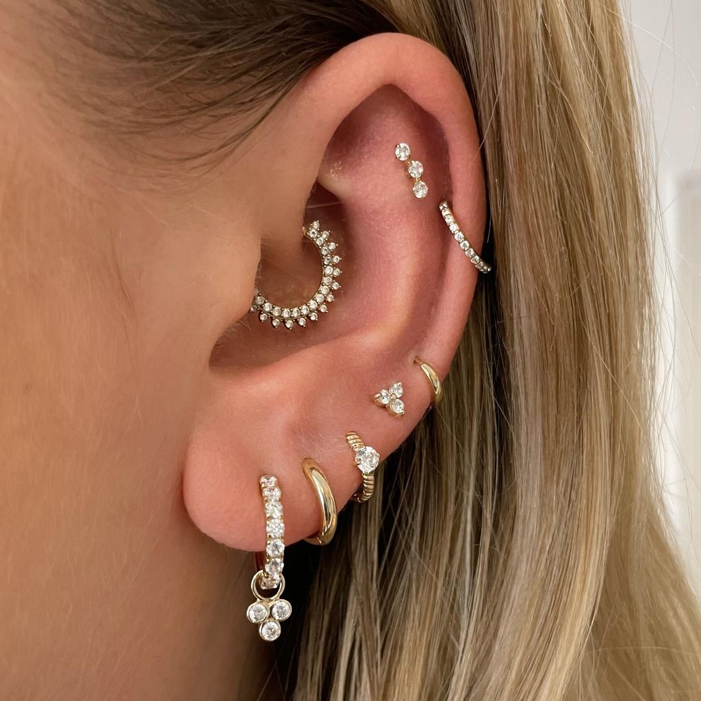 Stud earrings with long on sale backs