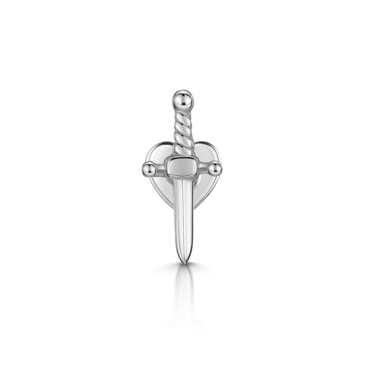 14k solid white gold Juliet dagger flat back labret stud earring 8mm - LAURA BOND jewellery